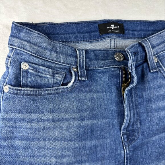 7 For All Mankind Womens Blue Denim Stretch Mini Skirt 26 Casual Wear Y2K Style - Picture 2 of 9